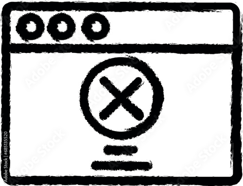 Browser, web site, check mark, prohibit vector icon in grunge style