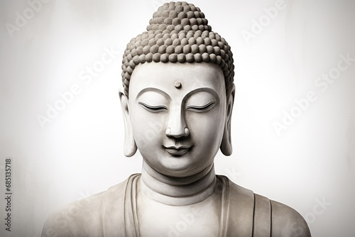 Buddhism. Indian religion of peace, god Buddha in the lotus position prays for world peace. Holy statue worship of all believers