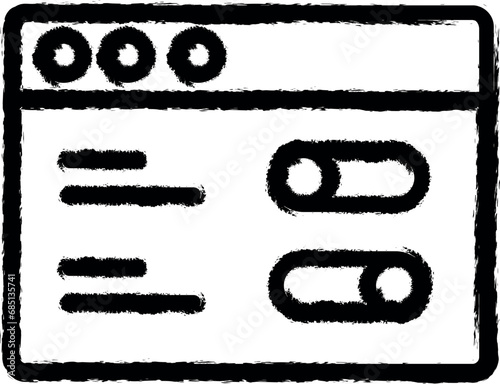 Browser, web site, setting vector icon in grunge style