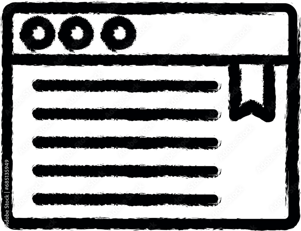 Obraz premium Browser, web site, text, book vector icon in grunge style