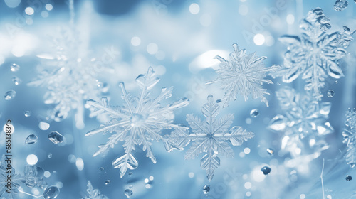 Snow crystals background, wintry look 