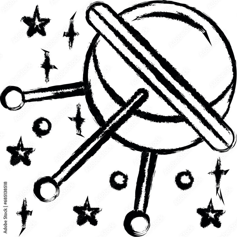 Ufo flaying saucer vector icon in grunge style Ufo flaying saucer vector icon in grunge style