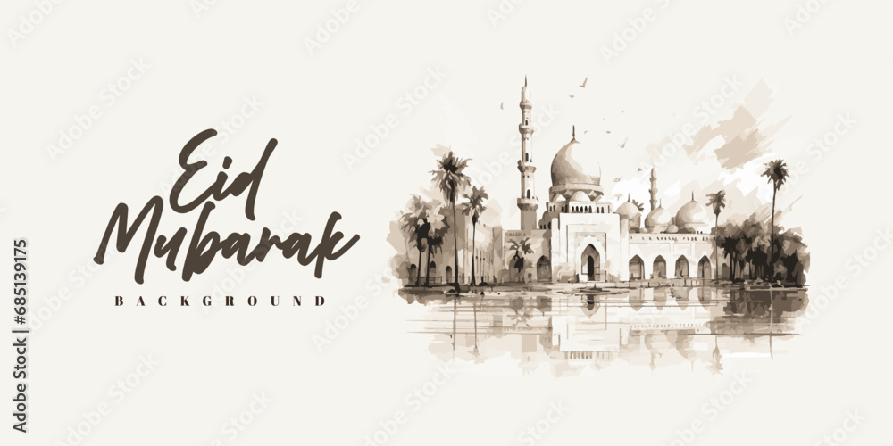 Eid mubarak background design illustration