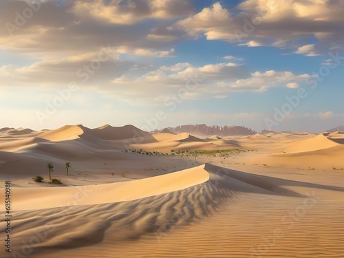 A barren and unforgiving desert landscape, a harsh and desolate expanse extends as far as the eye can see. 
