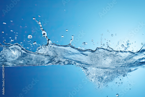 water splashes on blue background