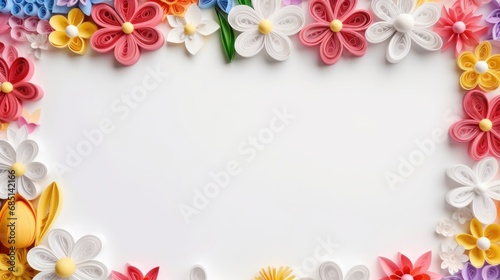 floral border frame in quilling technic  Easter illustration with copy space sales banner