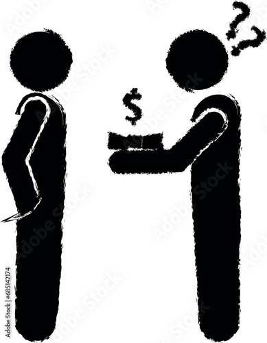 pass a bribe vector icon in grunge style