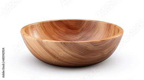 empty wooden bowl isolated on white background