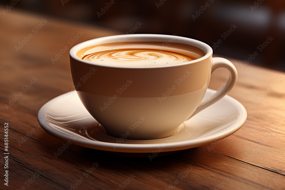 cup of fresh coffee on the table - Geberative AI cup of fresh coffee on the table - Geberative AI