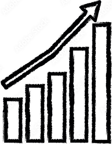 growth chart vector icon in grunge style