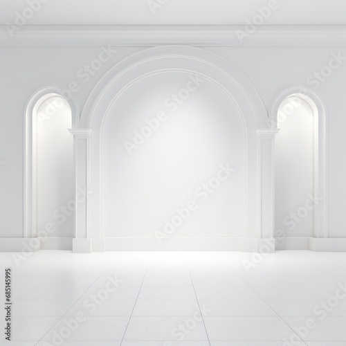 Simple white background  empty space for text and design  surface  stage  podium  mockup