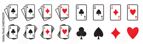 playing card gambling icon symbol, spade clover, heart, diamond