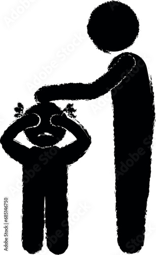 poor father vector icon in grunge style