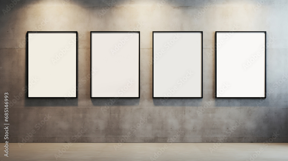 Generative AI, set of four posters mock up, blank minimalistic background, artwork template Generative AI, set of four posters mock up, blank minimalistic background, artwork template