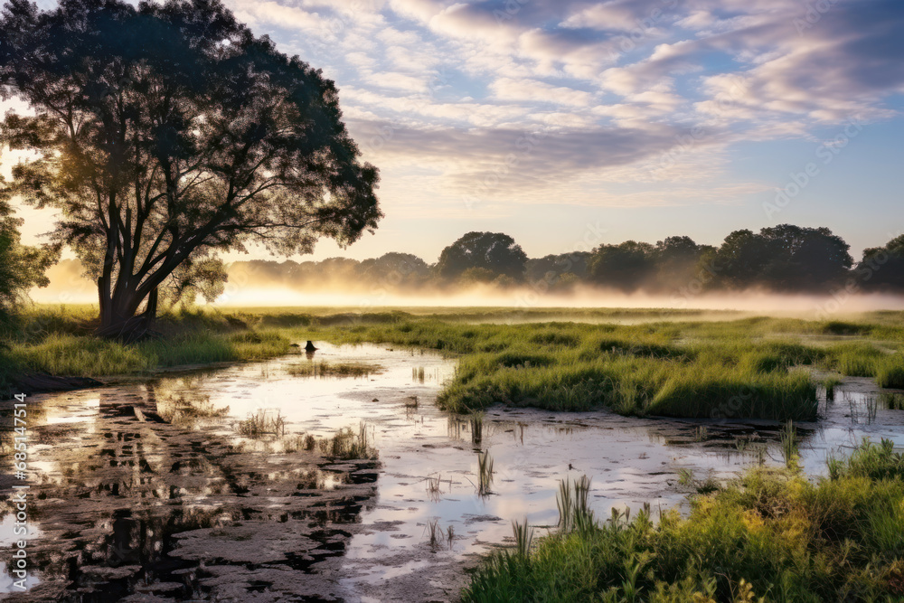 Fototapeta premium View of a wetland as conservation and sustainability background