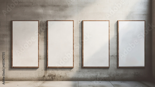 Generative AI  set of four posters mock up  blank minimalistic background  artwork template
