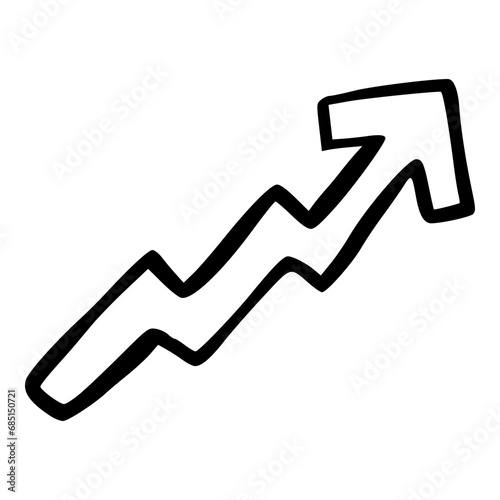 zig zag increase arrow outline doodle icon