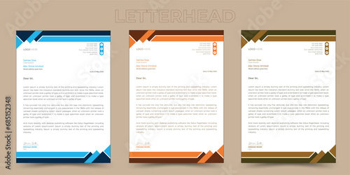 Clean modern & professional corporate company business letterhead template design with color variation