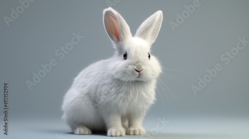 A white rabbit sitting on bright green grass Ai Generative © Abonti