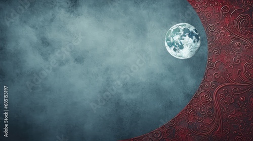 Bohemian Moon Sorcerer Bard (Pale Blue, Silver, Burgundy) Background Texture - Blue, Silver and Red Bohemian Grunge Wallpaper created with Generative AI Technology