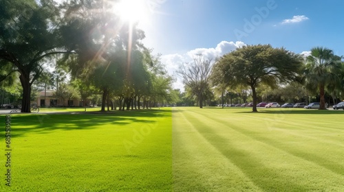 new green lawn at city park. © pvl0707