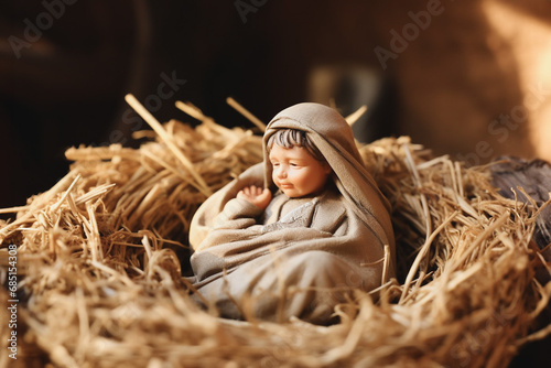 Canvas-taulu Figurine of baby born christ nativity scene