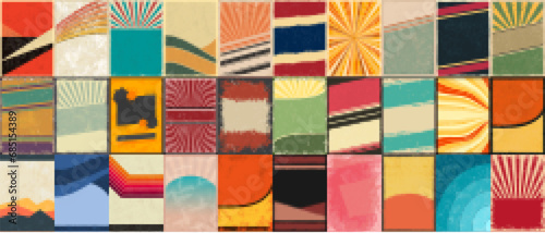 Abstract vintage set stickers colorful