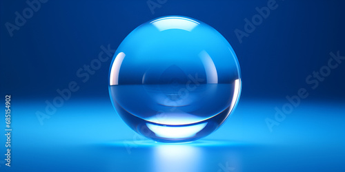 Glass ball in abstract blue light 
