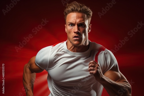 Runner intensity mid stride with subtle motion blur, runner image