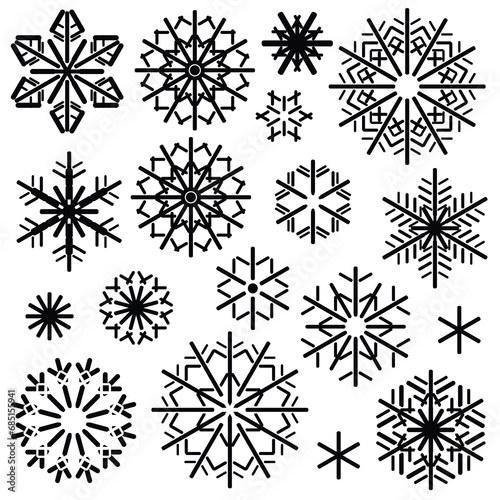 Set of snowflakes, vector illustration, winter background