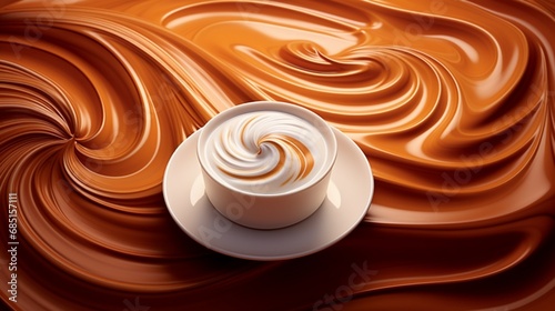 The swirl of cream spiraling into a freshly brewed cup of coffee.