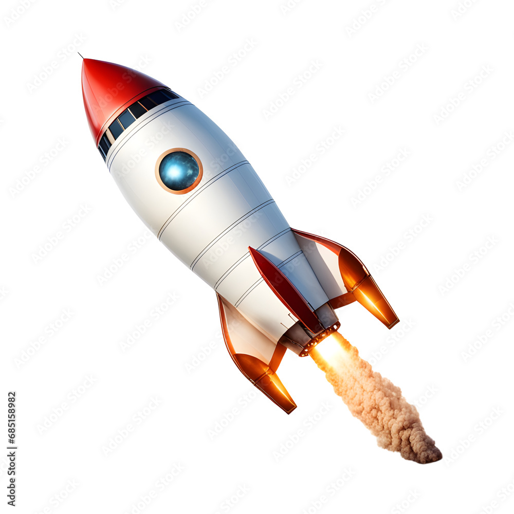 Space Rocket with Smoke Isolated on Transparent Background Space Rocket with Smoke Isolated on Transparent Background