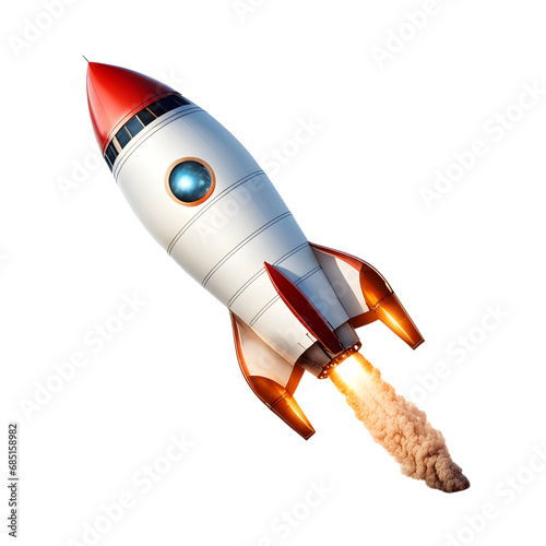 Space Rocket with Smoke Isolated on Transparent Background