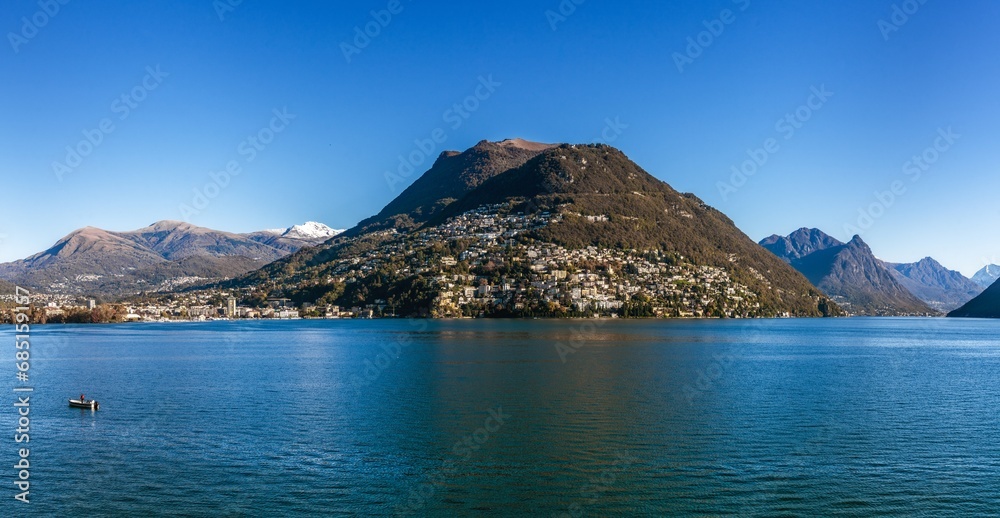 view of Lake Lugano and the hillside village of Castagnola