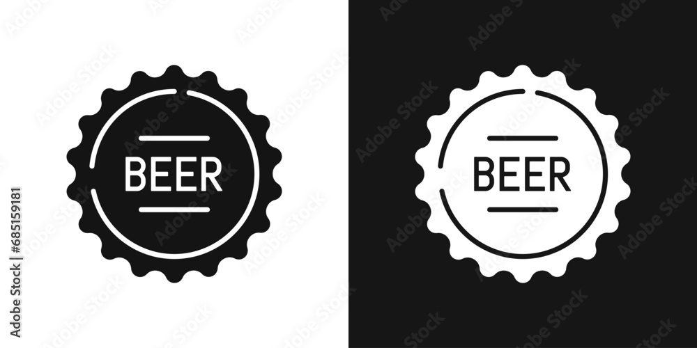 Beer cap vector icon. Metal bottle cap, beer symbol - obrazy, fototapety, plakaty 