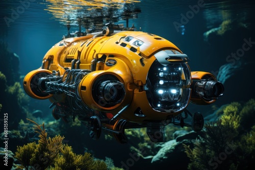 Deep sea chronicles submersible robots unveiling rare marine life, futurism image