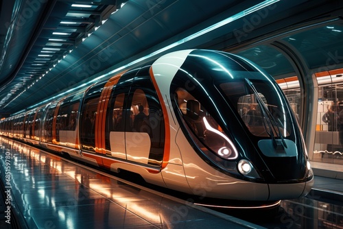 Hyperloop hub futuristic frictionless travel between cities, futurism image photo