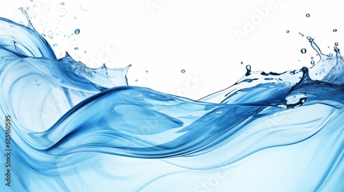 Blue Wave of Water Crashing on White Background