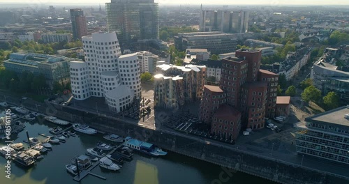 Aerial View of Düsseldorf Medienhafen Skyline