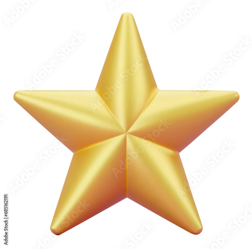 Star Christmas ornament 3d icon. Gold Christmas star 3d rendered illustration. Christmas treetopper toy  clip art