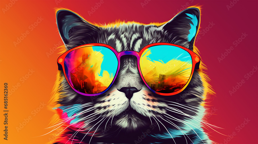 Cool cat portrait on isolated background - ai generative Cool cat portrait on isolated background - ai generative