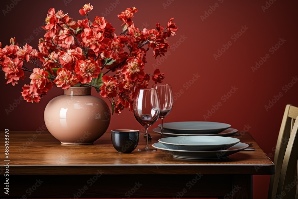 A romantic dinner setup for two with soft ambient lighting, hygge concept A romantic dinner setup for two with soft ambient lighting, hygge concept