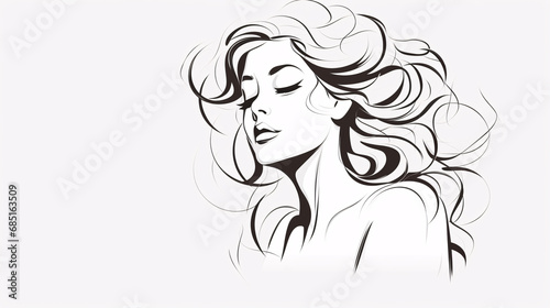 Clean Outline Drawing of a Fashionable Woman, with Delicate Thin Lines and No Distractions.