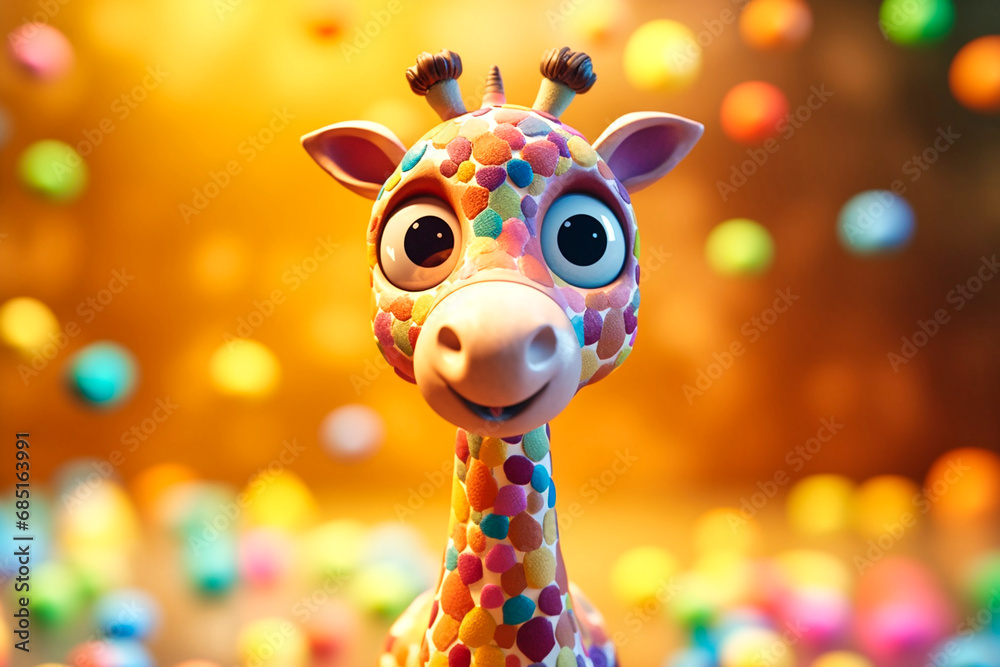 a cute little adorable giraffe with big eyes
