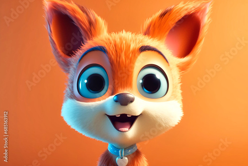 a cute little adorable fox with big eyes