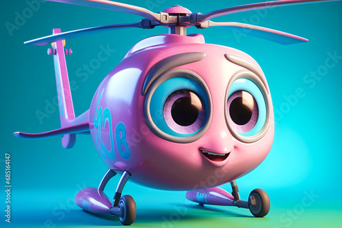 a cute little adorable helicopter with big eyes