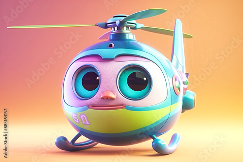 a cute little adorable helicopter with big eyes