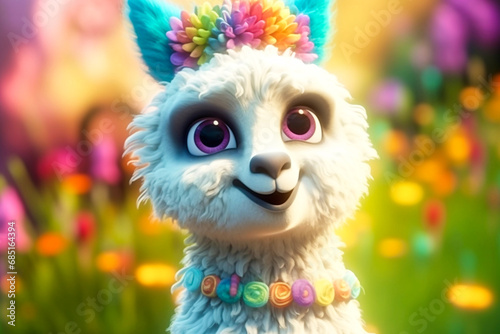 a cute little adorable llama with big eyes