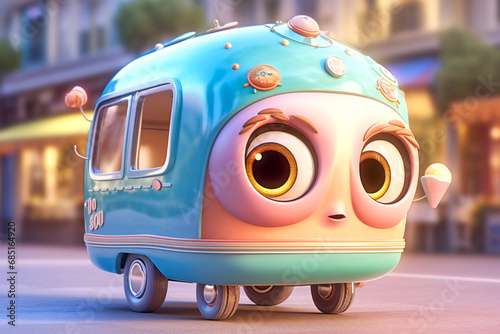 a cute little adorable trailer with big eyes