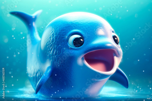 a cute little adorable whale with big eyes